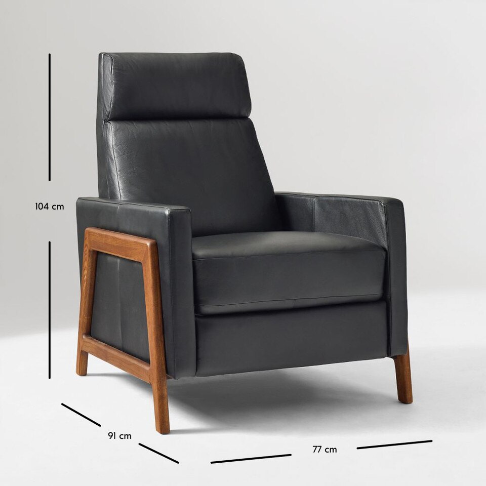Spencer Wood-Framed Leather Recliner