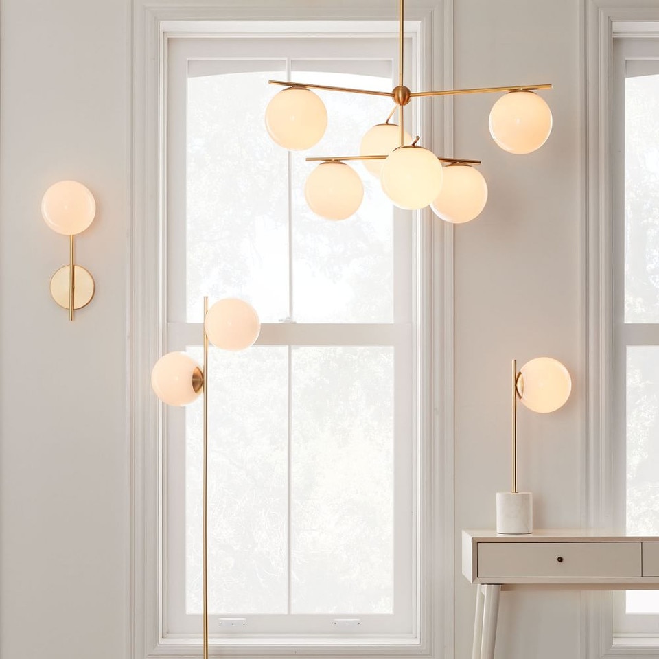 Sphere & Stem 7-Light Chandelier - Milk