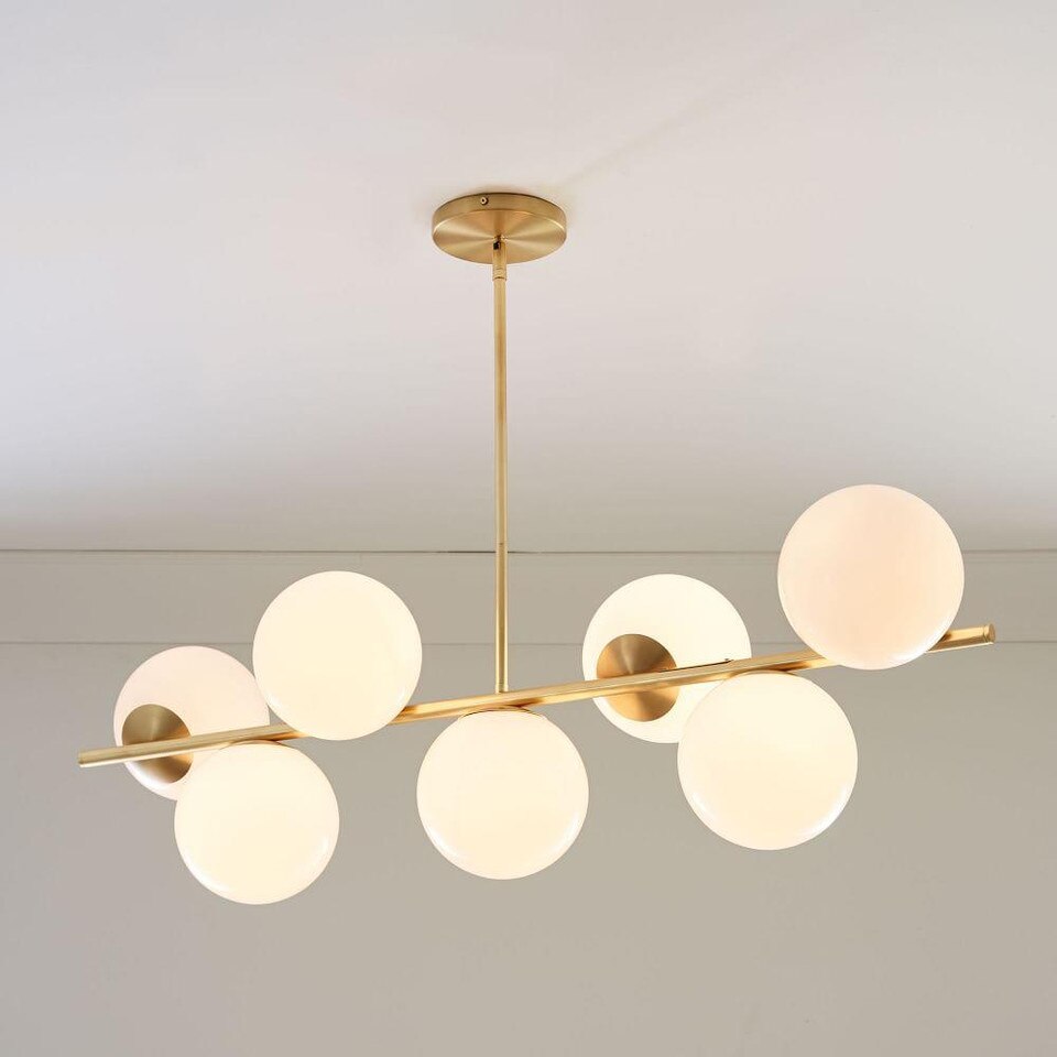 Sphere & Stem 7-Light Chandelier - Milk