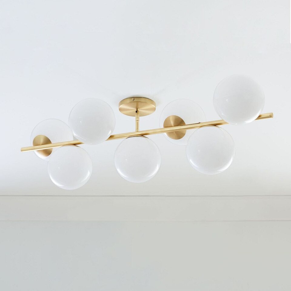 Sphere & Stem 7-Light Semi-Flush Mount - Milk