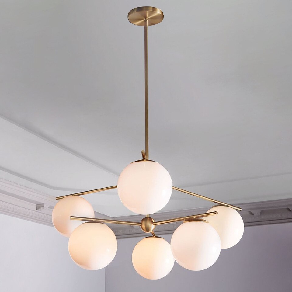 Sphere & Stem 6-Light Chandelier - Milk