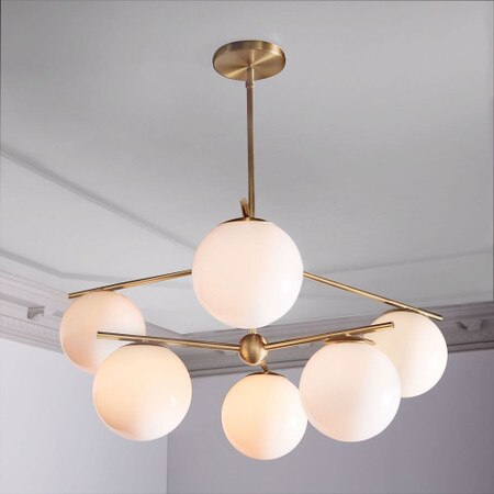Sphere Stem 6 Light Chandelier Milk West Elm United Kingdom Sphere Stem 6 Light Chandelier Milk, Glass Ball Chandelier Uk