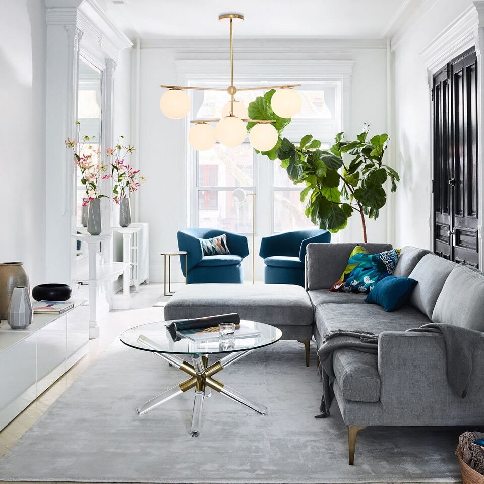 Sphere & Stem 6-Light Chandelier - Milk
