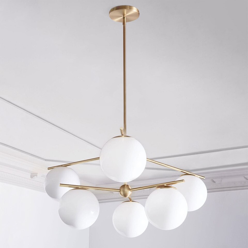 Sphere & Stem 6-Light Chandelier - Milk