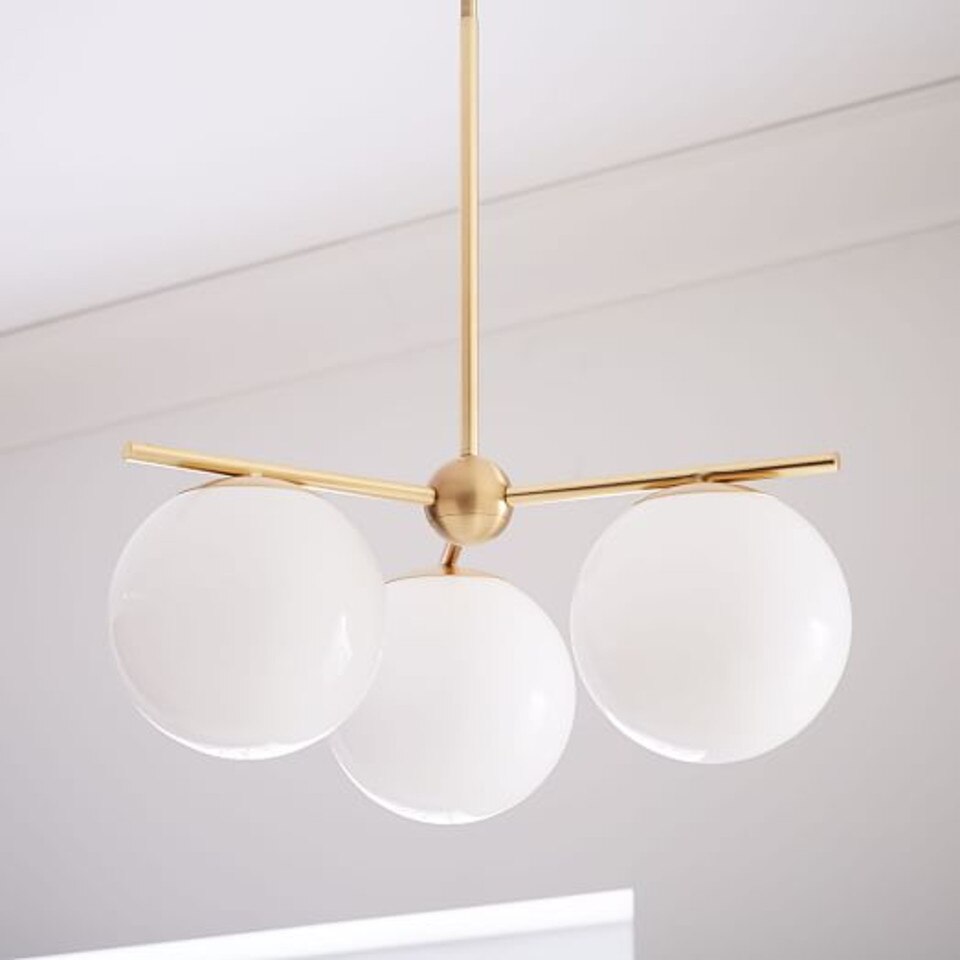 Sphere & Stem 3-Light Chandelier - Milk