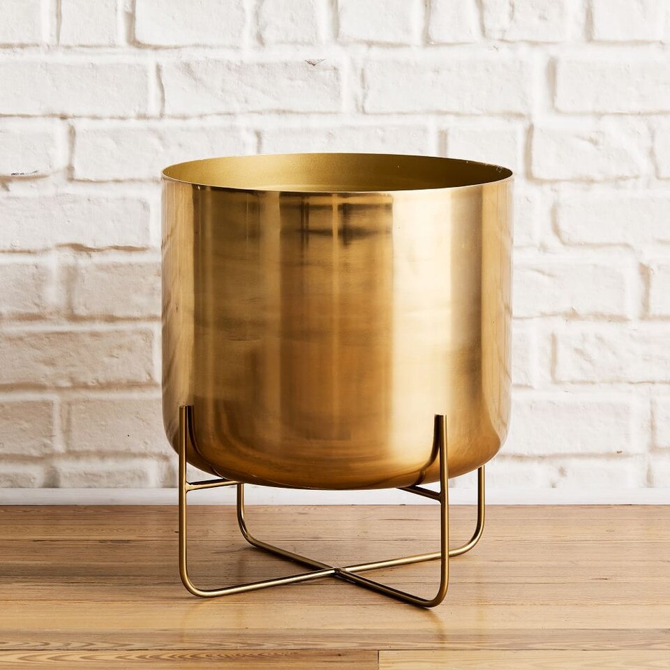 Spun Metal Standing Planters - Brass