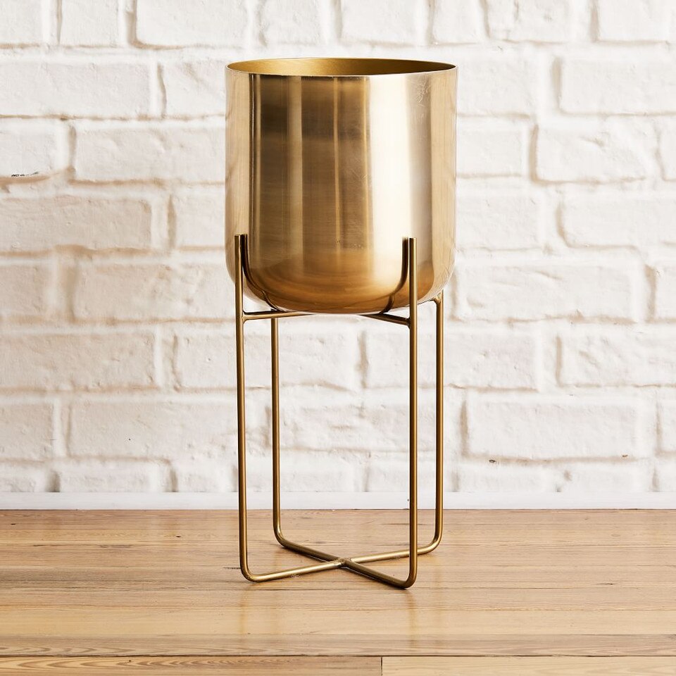 Spun Metal Standing Planters - Brass