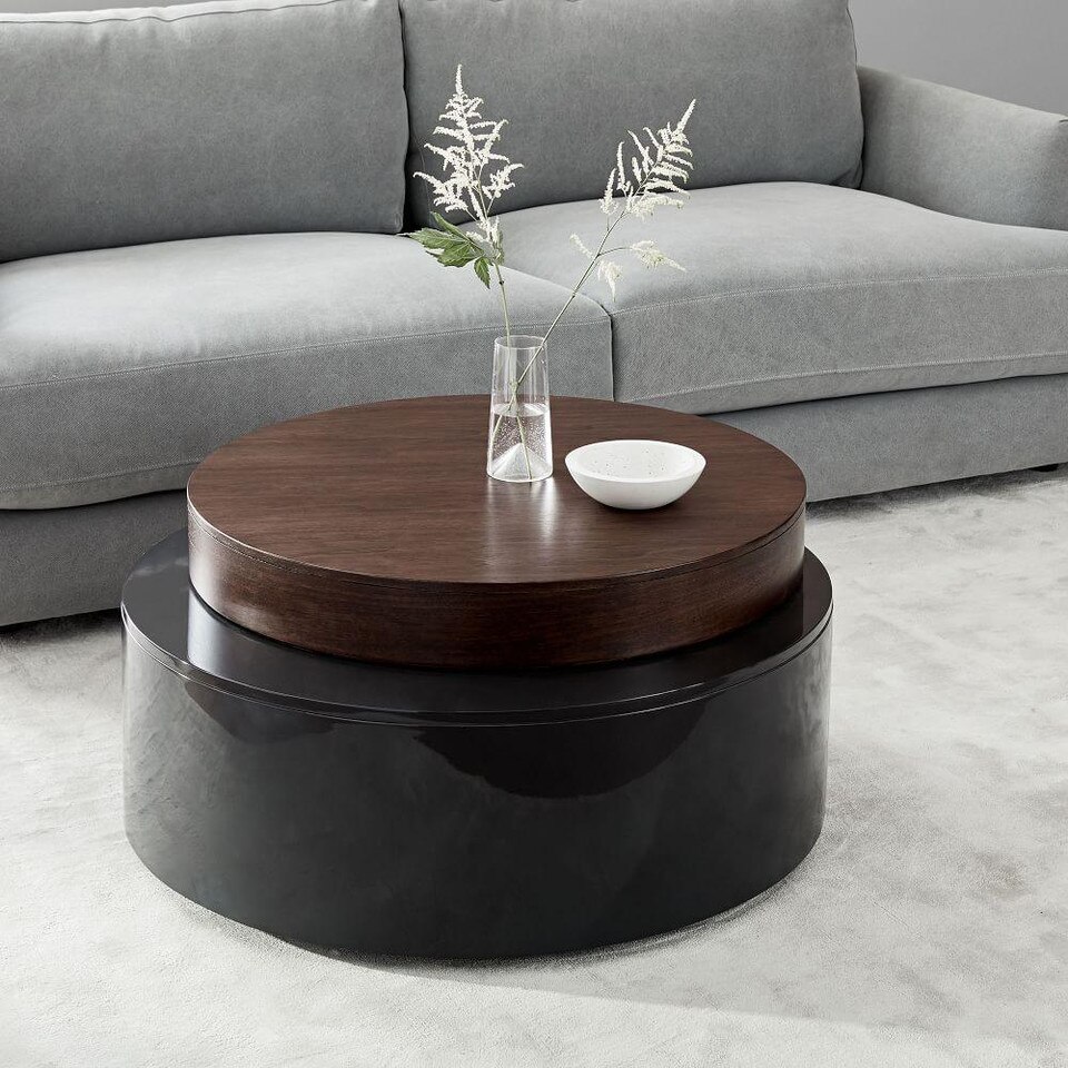 Stacked Disk Storage Coffee Table - Walnut/Anthracite