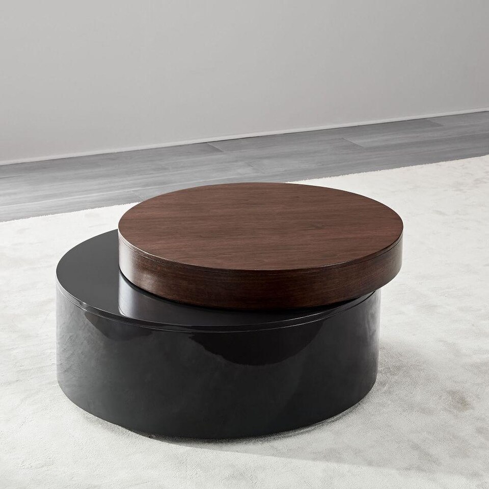 Stacked Disk Storage Coffee Table - Walnut/Anthracite