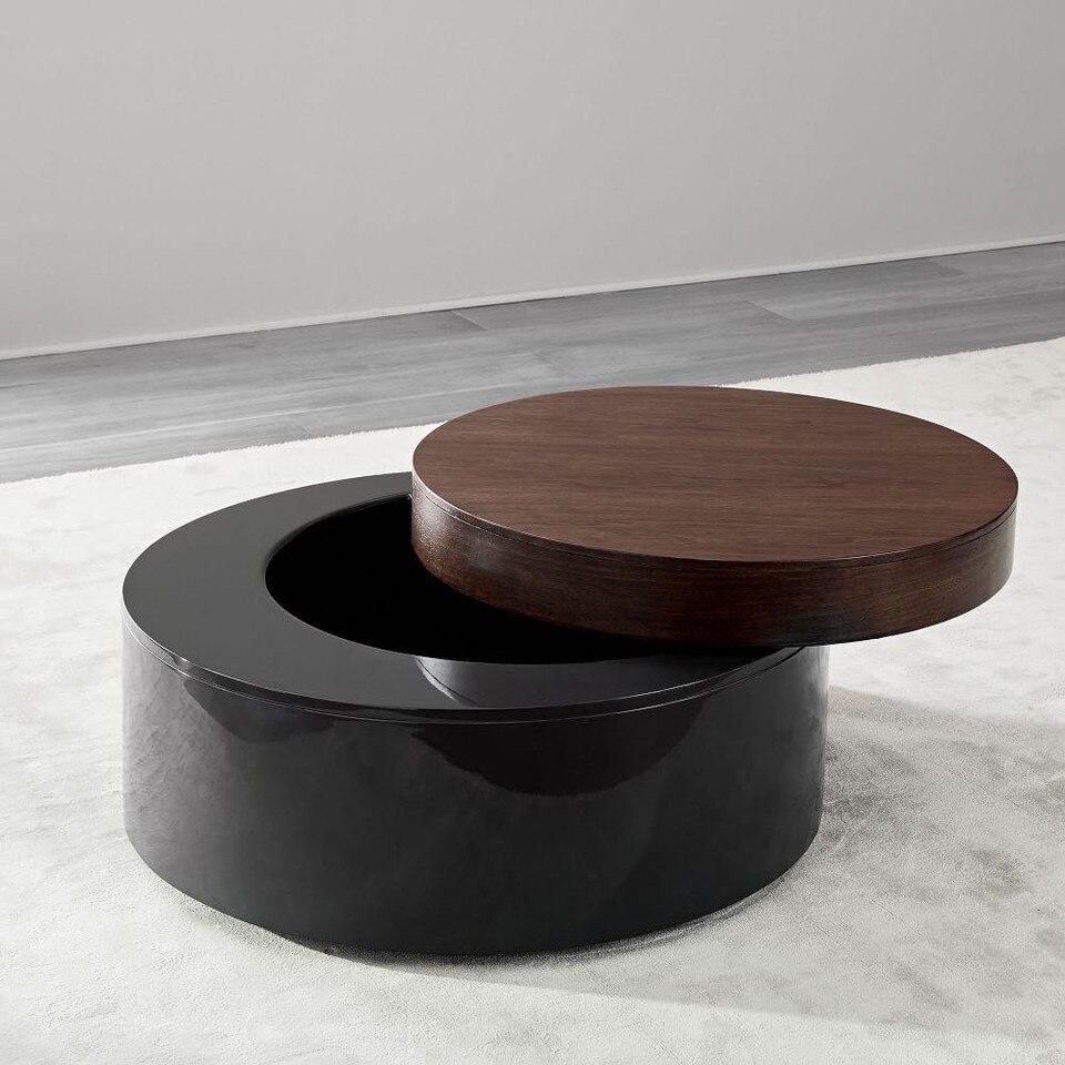 Stacked Disk Storage Coffee Table - Walnut/Anthracite