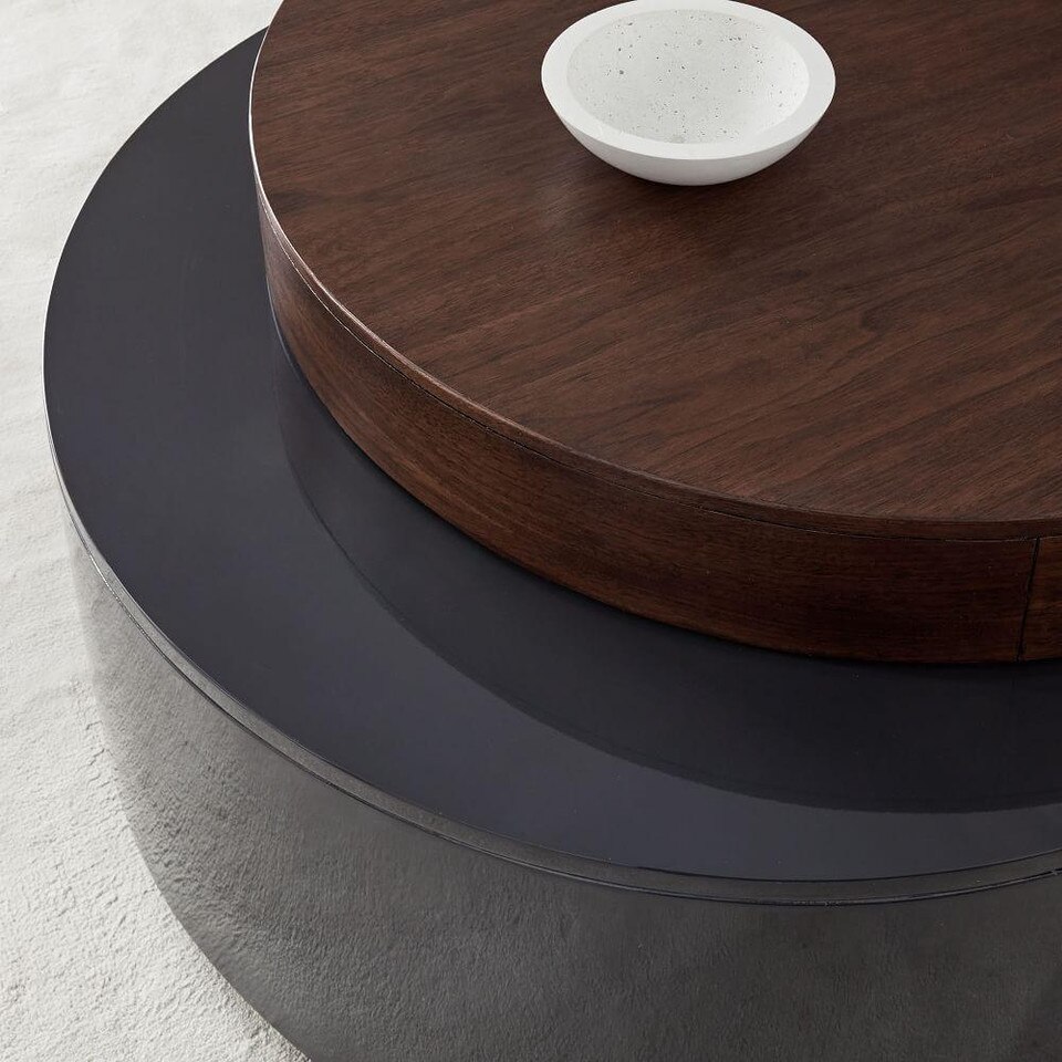 Stacked Disk Storage Coffee Table - Walnut/Anthracite