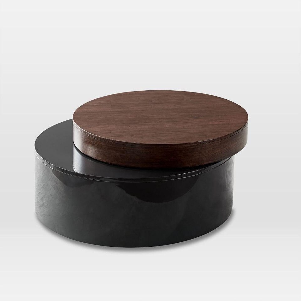 Stacked Disk Storage Coffee Table - Walnut/Anthracite