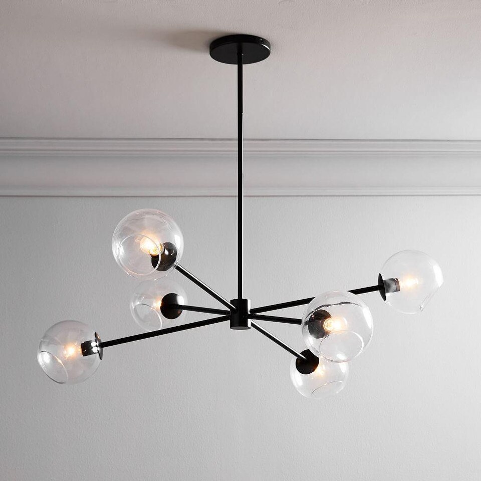 Staggered Glass 6-Light Chandelier - Clear/Antique Bronze | west elm