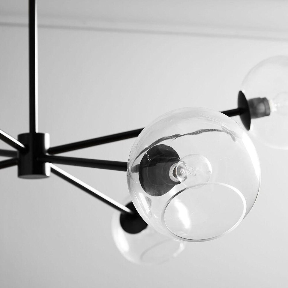 Staggered Glass 6-Light Chandelier - Clear/Antique Bronze | west elm