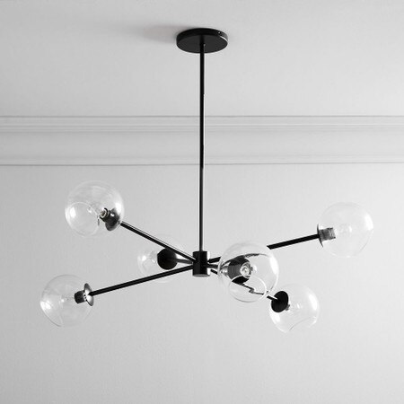 Staggered Glass 6 Light Chandelier Clear West Elm United Kingdom Staggered Glass 6 Light Chandelier, How To Change A Hanging Light Fixture Uk