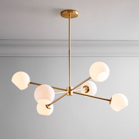 Staggered Glass 6 Light Chandelier Milk West Elm United Kingdom Staggered Glass 6 Light Chandelier, Ceiling Light Chandelier Antique Brass