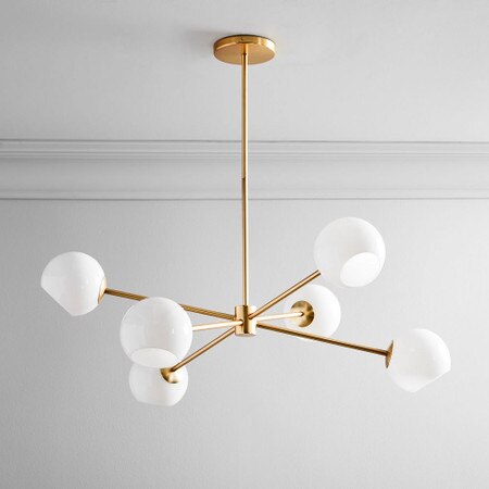 Staggered Glass 6 Light Chandelier Milk West Elm United Kingdom Staggered Glass 6 Light Chandelier, Brass Glass Chandelier Light