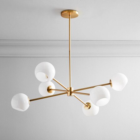 Staggered Glass 6 Light Chandelier Milk West Elm United Kingdom Staggered Glass 6 Light Chandelier, Ceiling Light Chandelier Antique Brass
