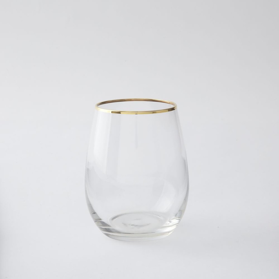 Metallic Rimmed Glassware - Gold