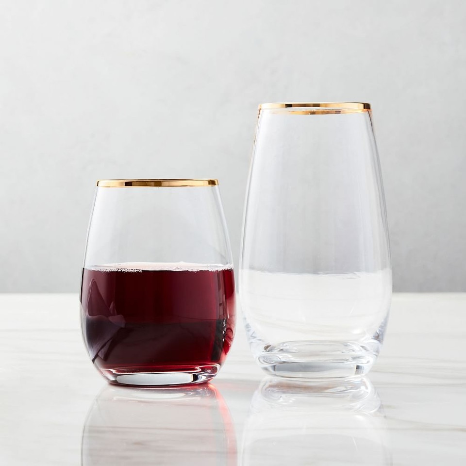 Metallic Rimmed Glassware - Gold