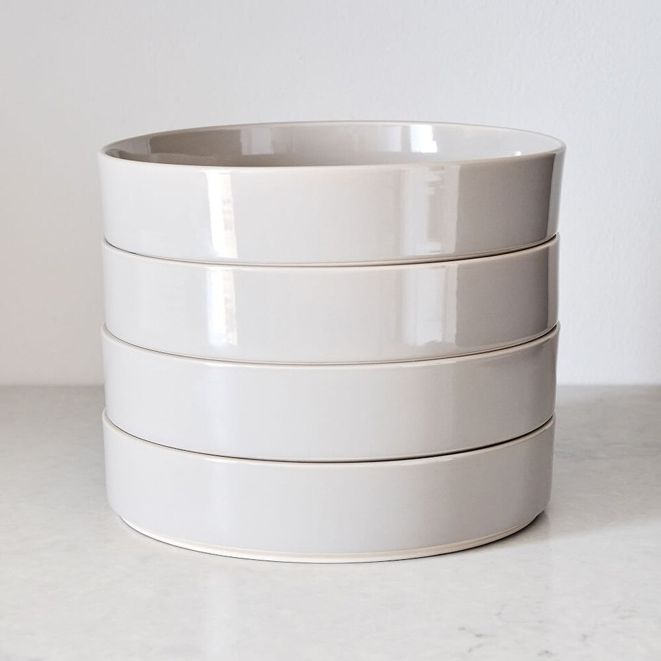 Straight-Sided Stoneware Pasta Bowls - Grey