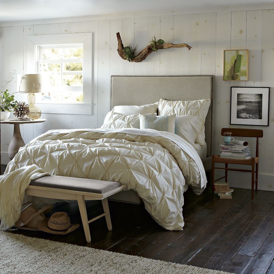 Tall Nailhead Upholstered Headboard