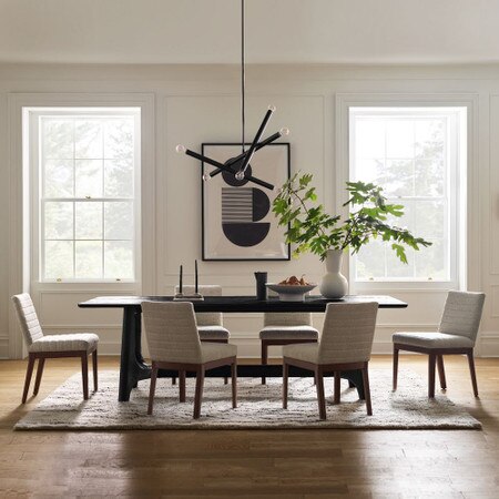Tanner Solid Wood Dining Table Tanner Solid Wood Dining Table, White And Dark Wood Dining Table