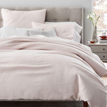 Tencel Cotton Matelasse Duvet Cover Pillowcases Pink Blush