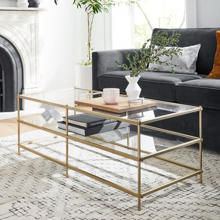 Terrace Coffee Table West Elm United Kingdom Terrace Coffee Table West Elm United, Glass And Brass Side Table