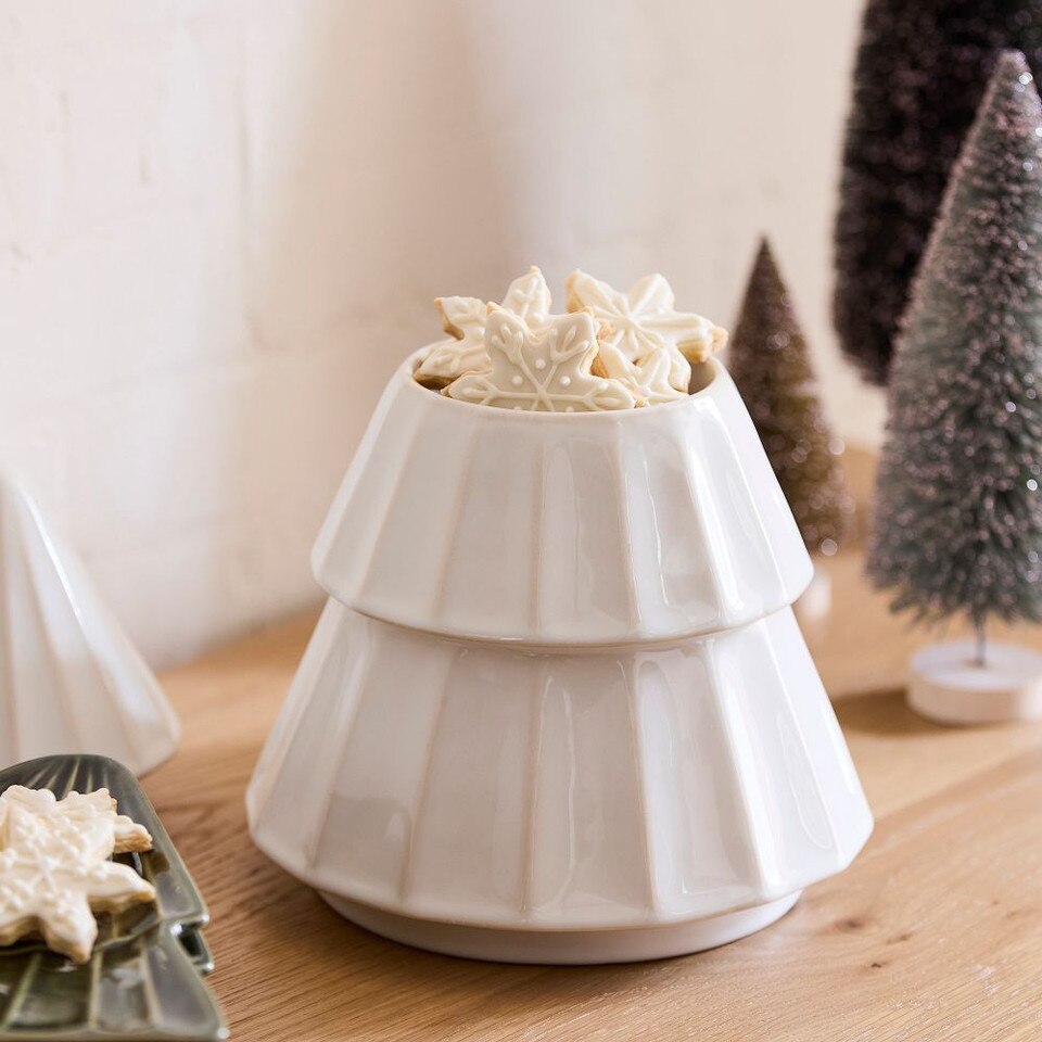 Textured Stoneware Tree Cookie Jar