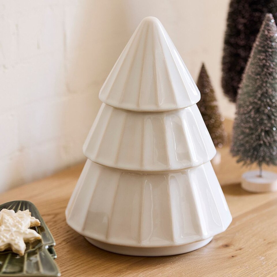 Textured Stoneware Tree Cookie Jar