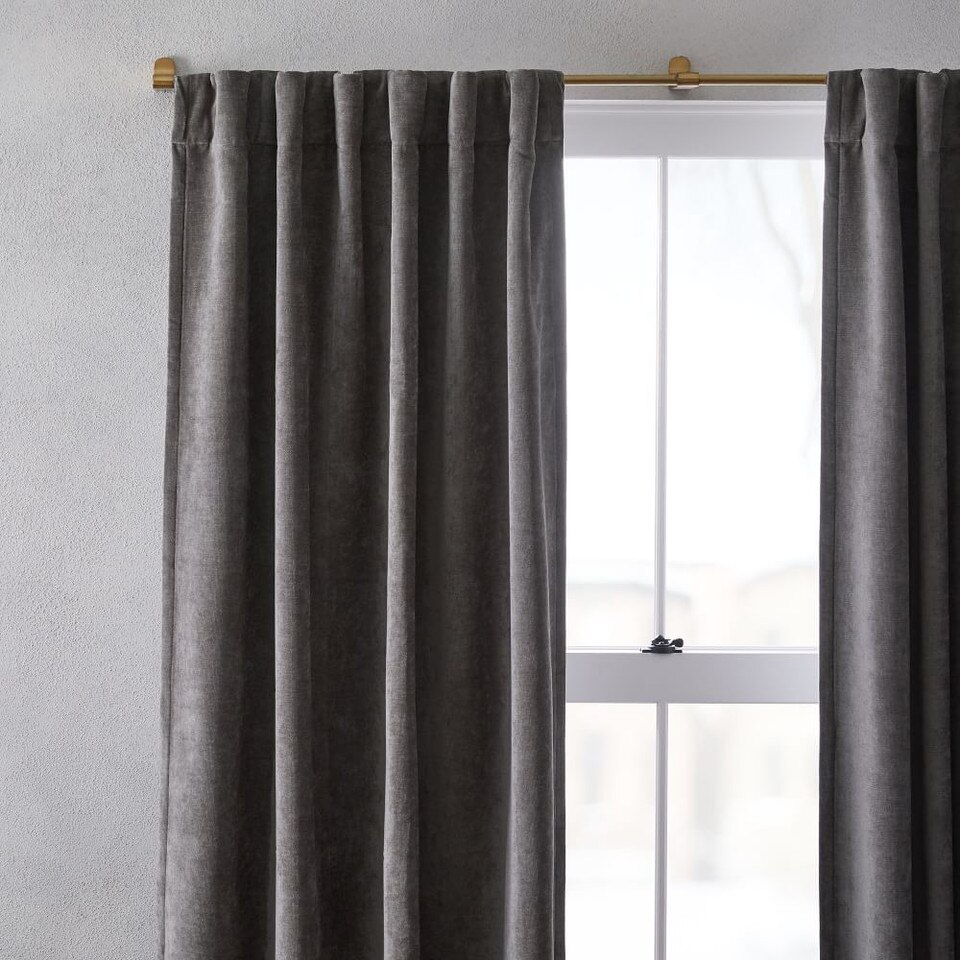 Worn Velvet Blackout Curtain - Metal