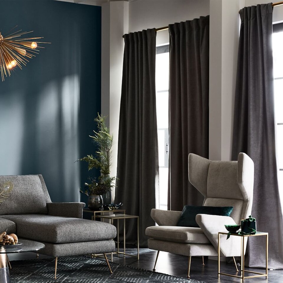 Worn Velvet Blackout Curtain - Metal