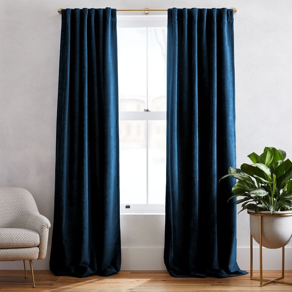Worn Velvet Blackout Curtain - Regal Blue