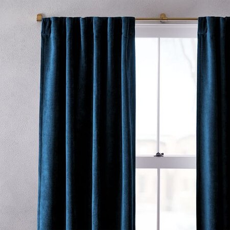 Worn Velvet Blackout Curtain Regal Blue West Elm United Kingdom Worn Velvet Blackout Curtain Regal, Navy Blue Velvet Curtains Uk