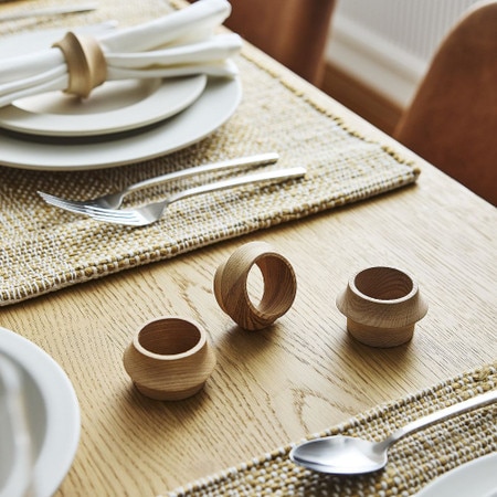 Tira Wood Napkin Rings Set Rustic Dining Elegance West Elm UK