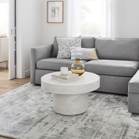 Volume Round Pedestal Coffee Table Wood West Elm United Kingdom Volume Round Pedestal Coffee Table, Round White Wood Pedestal End Table