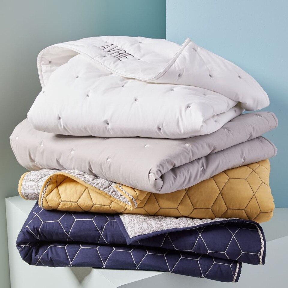 Washed Cotton Percale Toddler Comforter - Platinum