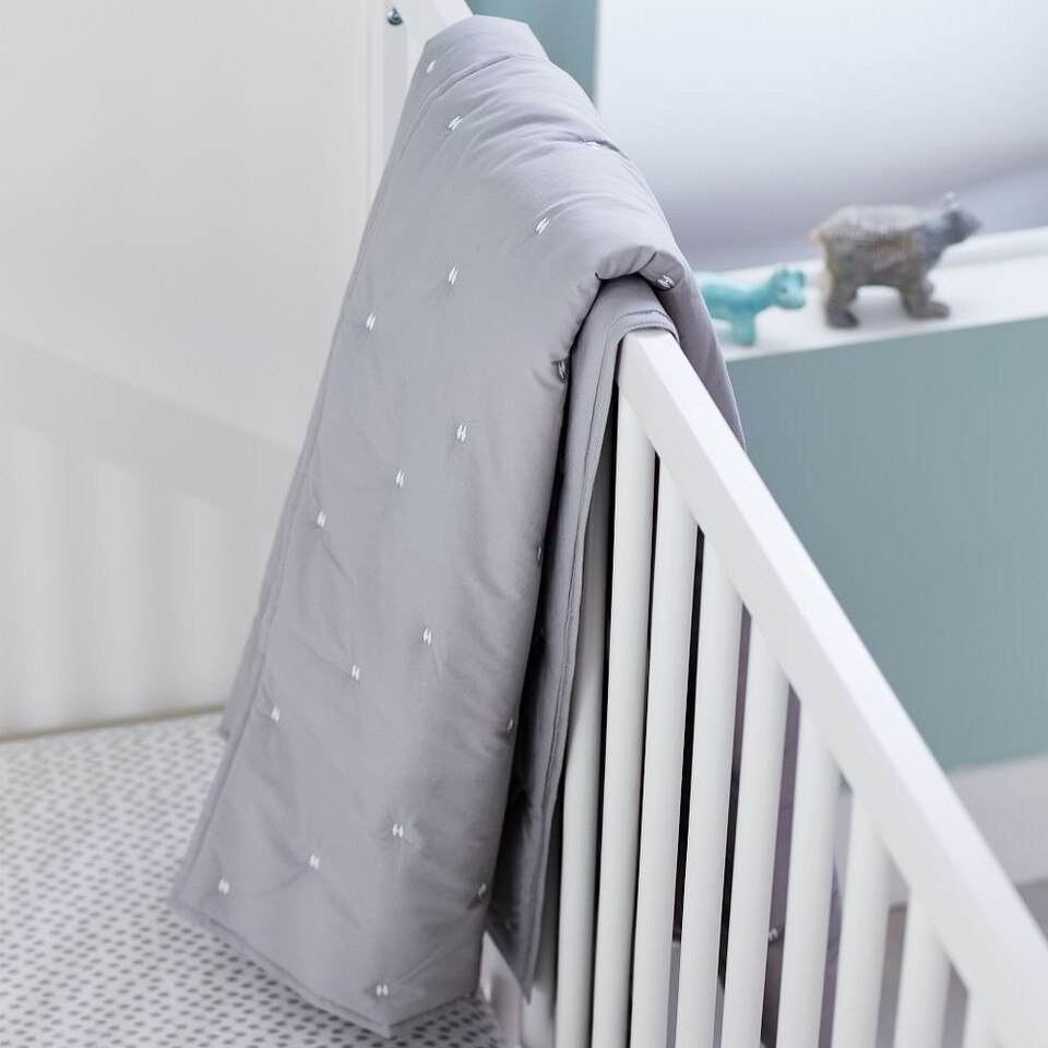 Washed Cotton Percale Toddler Comforter - Platinum