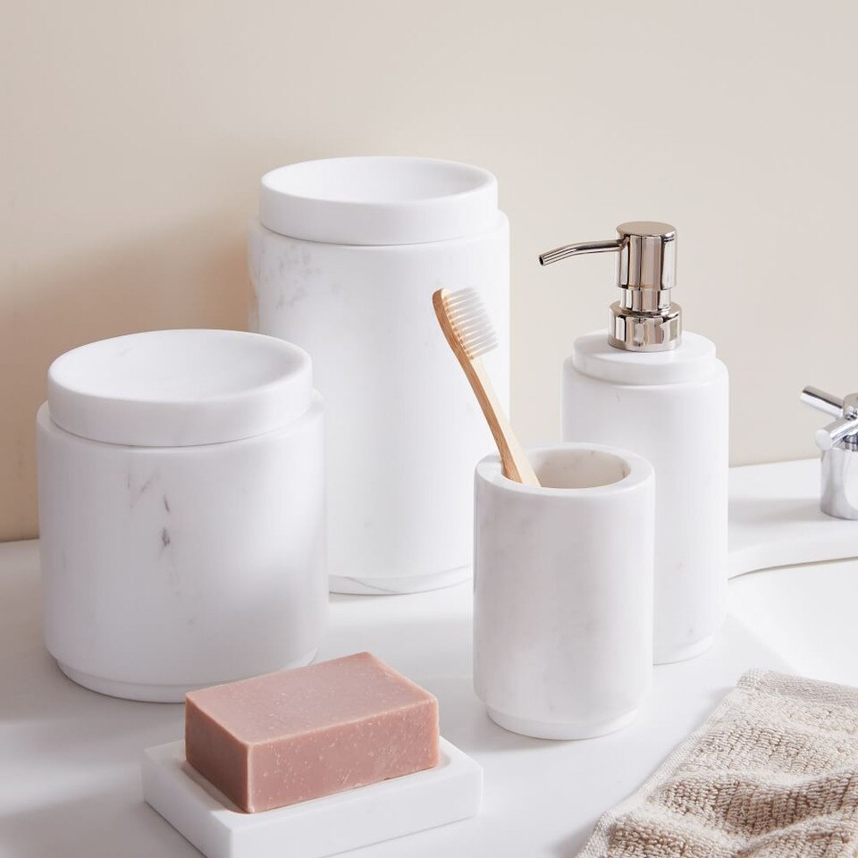 White Marbled Bath Accessories | west elm United Kingdom