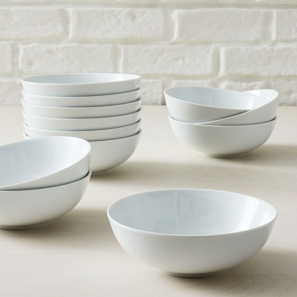 White Porcelain Dinner Plates - Catering Set of 12