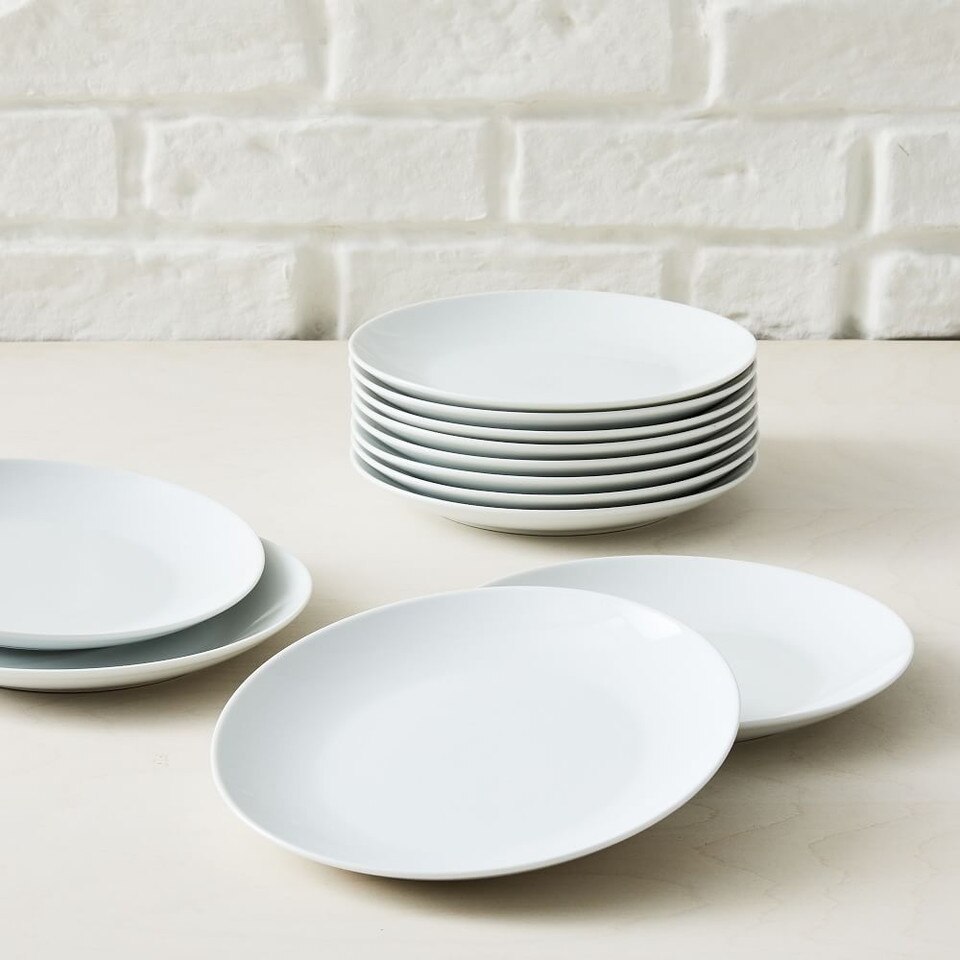 White Porcelain Dinner Plates - Catering Set of 12