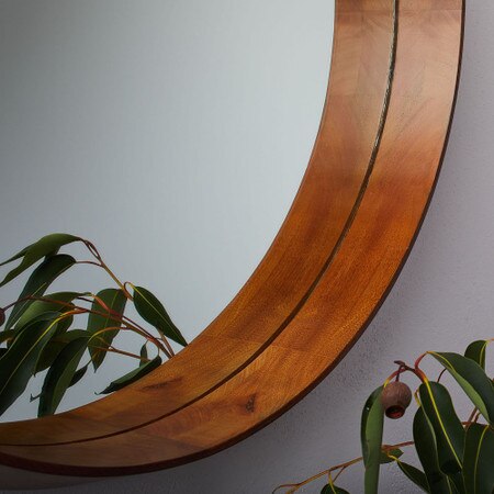 Wood Frame Ledge Round Wall Mirror West Elm United Kingdom Wood Frame Ledge Round Wall Mirror, Round Wood Framed Bathroom Mirrors Uk