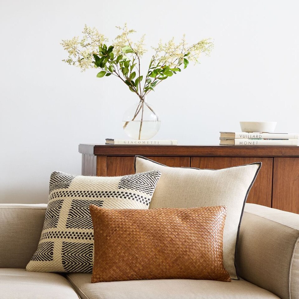 Woven Leather Cushion Cover