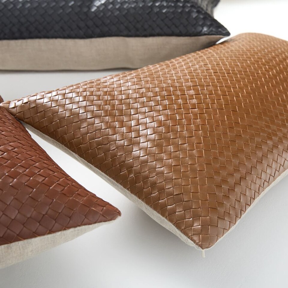 Woven Leather Cushion Cover