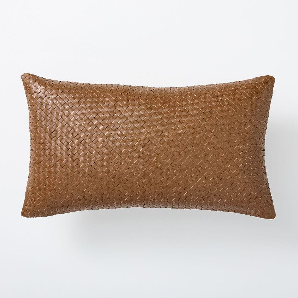 Woven Leather Cushion Cover