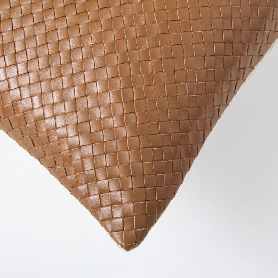 Woven Leather Cushion Cover