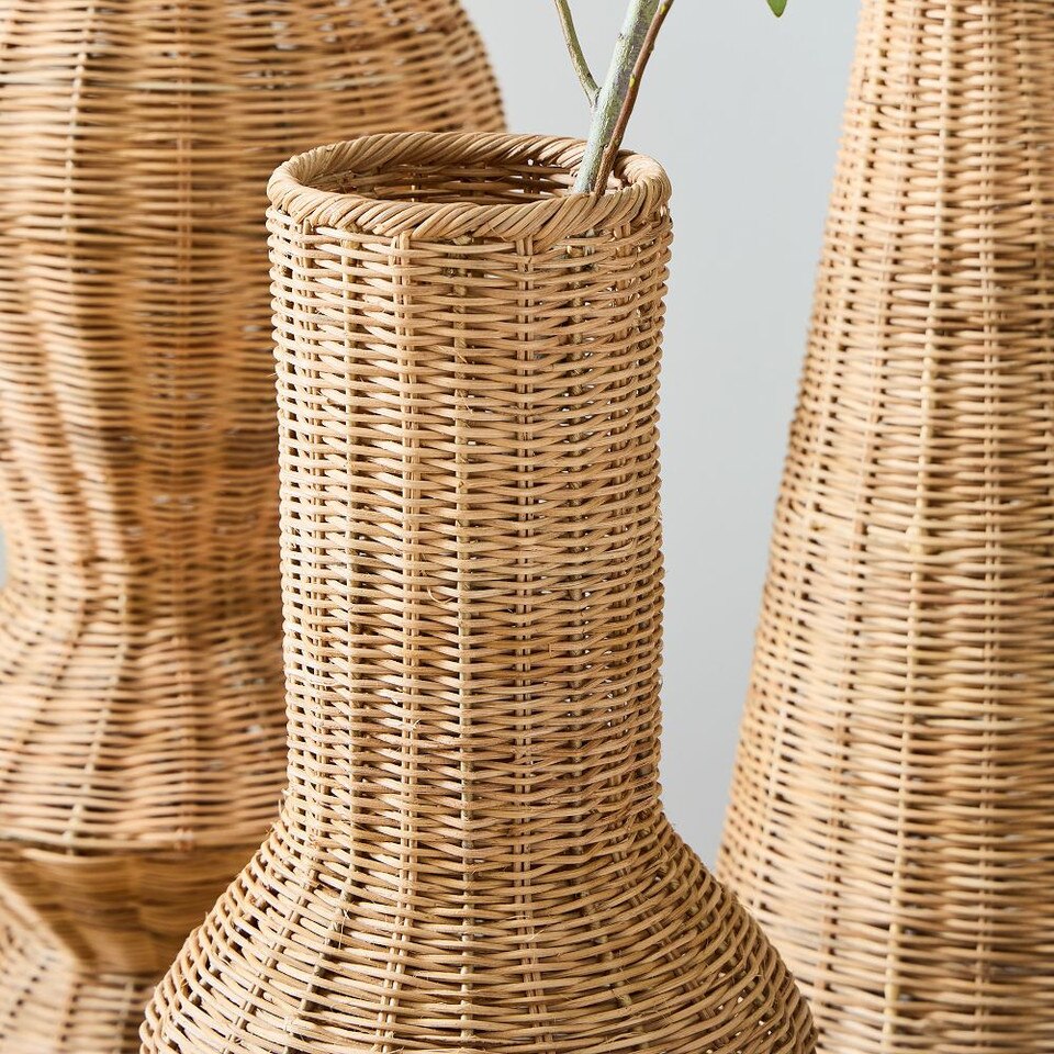 Woven Wicker Floor Vases