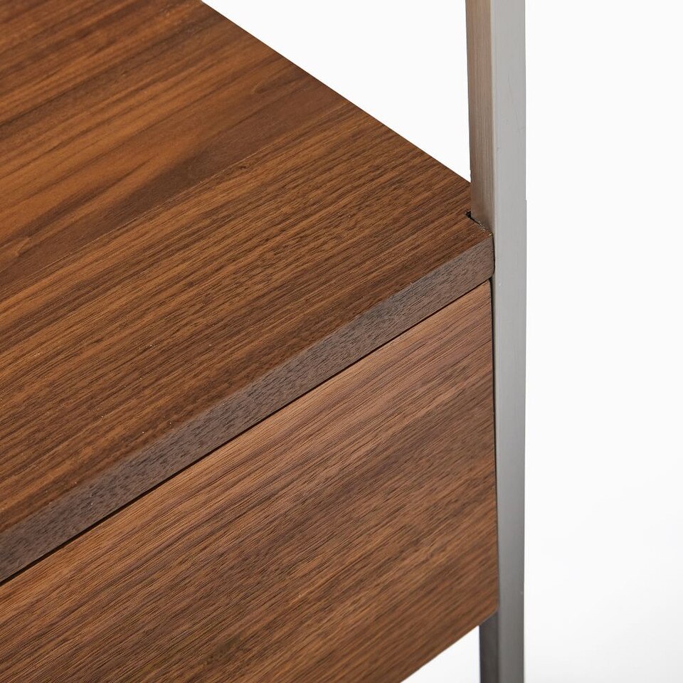 Zane Wide Bookshelf w/ Drawer - Cool Walnut