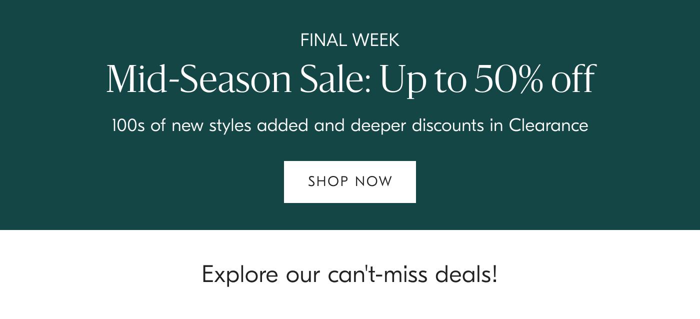 Mid-Season Sale: Up to 50% off